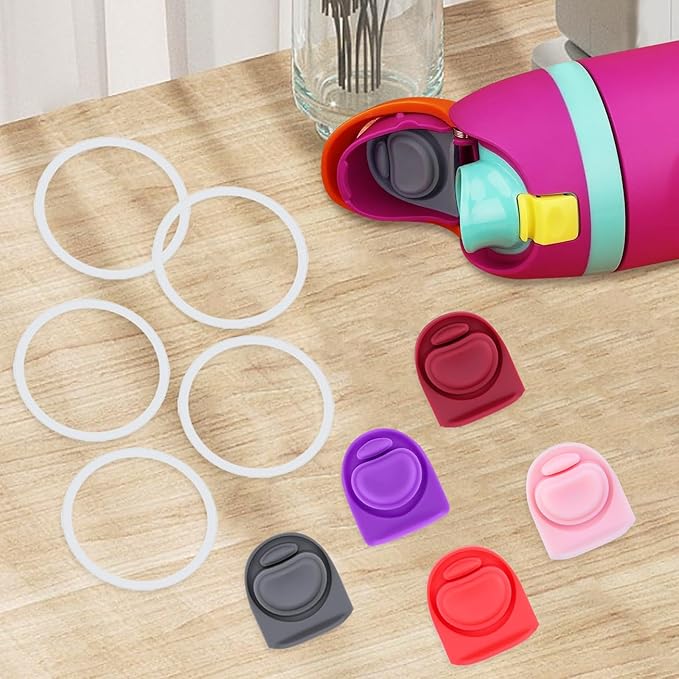 5 Sets Replacement Seal Gasket Stoppers for Owala Freesip 16oz 32oz Cap Mouth,Silicone O Sealing Ring Parts Water Bottle Top Lid Accessories for Owala Freesip 16/19/24/32/40oz（5 colors 2