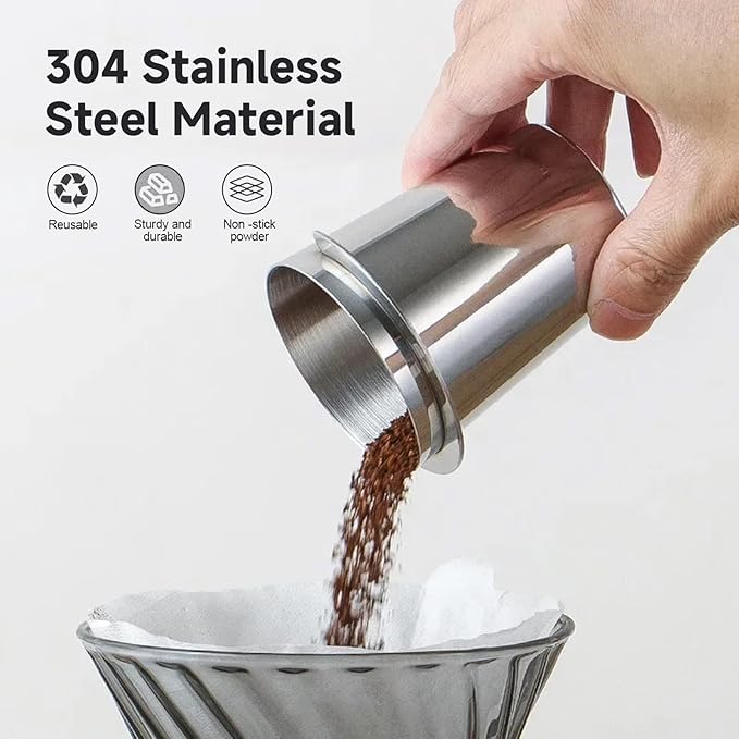 Ktsxxops Coffee Dosing Cup 51mm Coffee Bean Dosing Cup, Stainless Steel Coffee Dosing Cup Coffee Machine Handle Dosing Cup Mug Coffee Powder Feeder Part