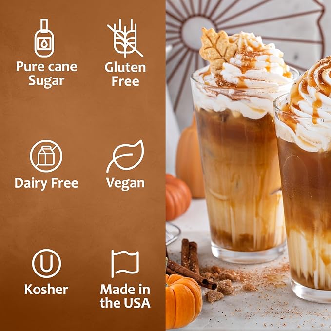 Syruvia Pumpkin Spice Syrup – 25.4 fl oz – Syrup for Coffee, Lattes, Shakes, Smoothies, Desserts – 100% Vegan, Gluten Free, Kosher Delicious Coffee Sauce (Pack of 2)