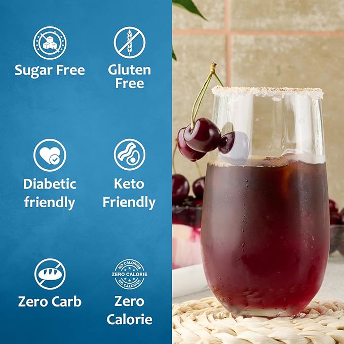 Syruvia Sugar-Free Cherry Syrup, Flavored Syrup for Drinks, Cocktails, Lemonades, Iced Teas, and Desserts – 25.4 fl oz, With Pump