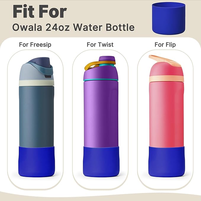 Silicone Boot for Owala 24 oz Water Bottle, Anti-Slip Protective Sleeve Bottom Cover for Owala Twist/FreeSip/Flip Stainless Steel Water Bottle (Navy Blue)