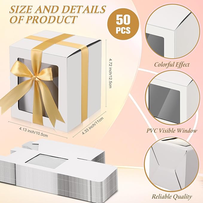 Ctosree 50 Pcs Mug Boxes for Gifts Sublimation Mug Box with Clear Window for Coffee Cup Packaging Shipping Exhibition for 11oz, 12oz, 15oz Blank Gift Christmas Wrapping Craft(White)