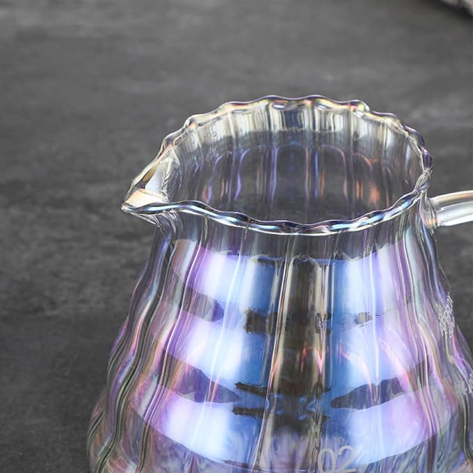 Iridescence Glass Coffee Server - Colorful Standard Carafe for Pour Over Coffee Maker, Heat Resistant Pot, 500ml (17oz), Single Cup, Clear