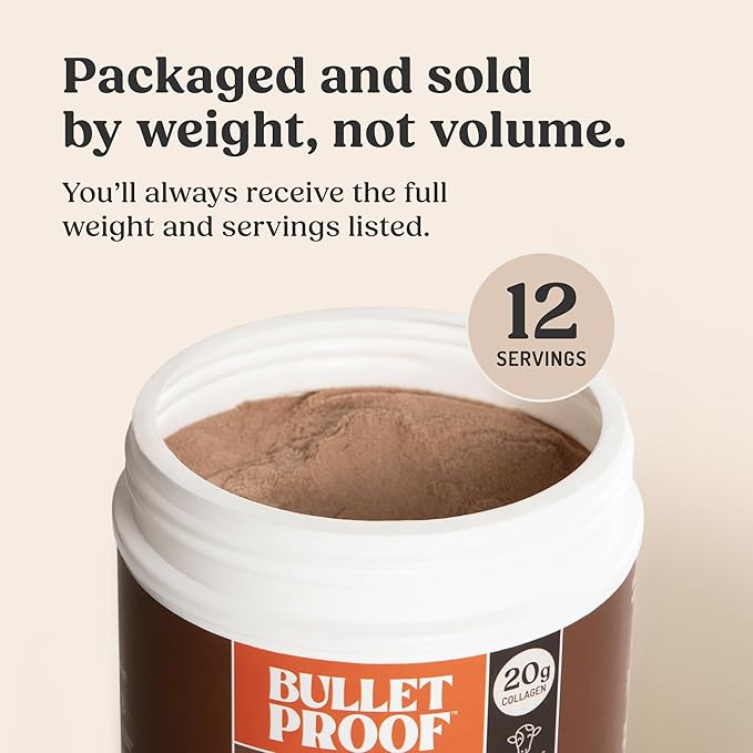 Bulletproof Chocolate Collagen Peptides Powder with MCT Oil, 14.3 Ounces, Grass-Fed Collagen Protein for Skin, Bone and Joint Support, Pasture Raised, No Added Hormones
