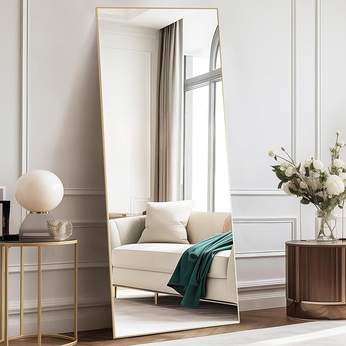 NEWBULIG Full Length Mirror, Upgraded Body Wall Mirrors with Shatter-Proof Glass, Floor Standing Mirror, Home Wall Decor