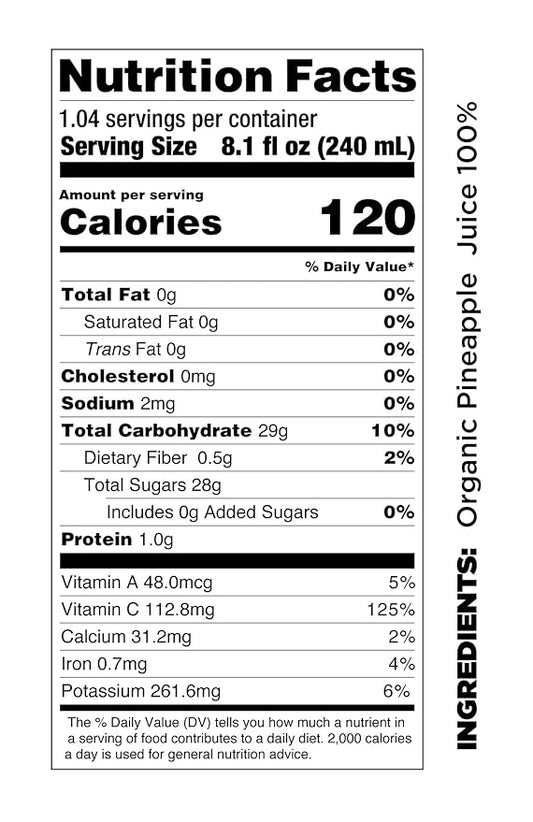 Pomona Organic Juices Pure Pineapple Juice, 8.4 Ounce Bottle (Pack of 12), Cold Pressed Organic Juice, Non-GMO, No Sugar Added, Not from Concentrate, Gluten Free, Kosher Certified, Preservative Free