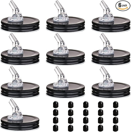 Mason Jar Pour Spouts. free flow Mason Jar Pour Spouts, mason jar for spout regular mouth size 70mm dispenser germination cover. Suitable for any liquid. LeakProof 10Pack + 20 Black Lid Caps (10