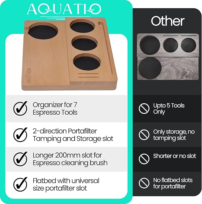 51-58 mm Wide Espresso Tamping Mat - Wooden Coffee Tamping Station - Espresso Accessories for Baristas, Gift for Coffee Lovers