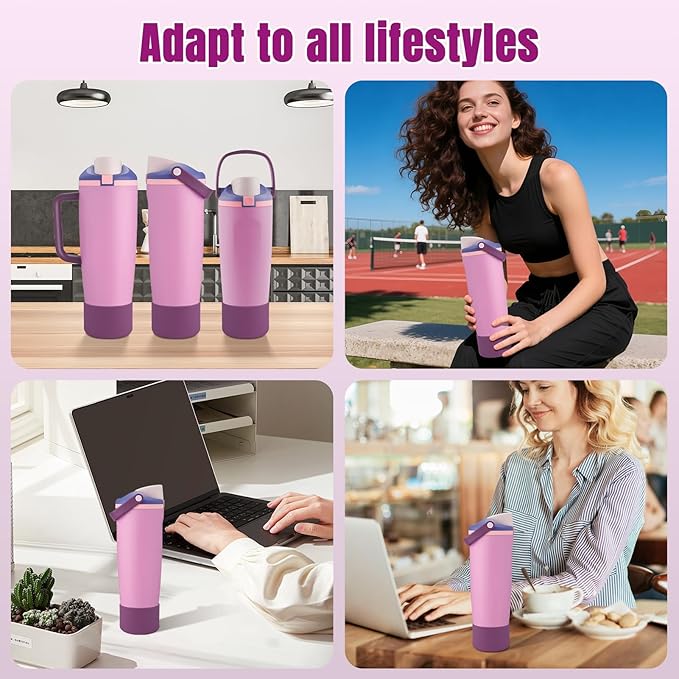2PCS Silicone Boot Compatible with Owala 30oz & 40oz FreeSip Sway Bottles & Tumblers, Protective Anti-Slip Bottom Cover Sleeve for Freesip Sway Tumbler
