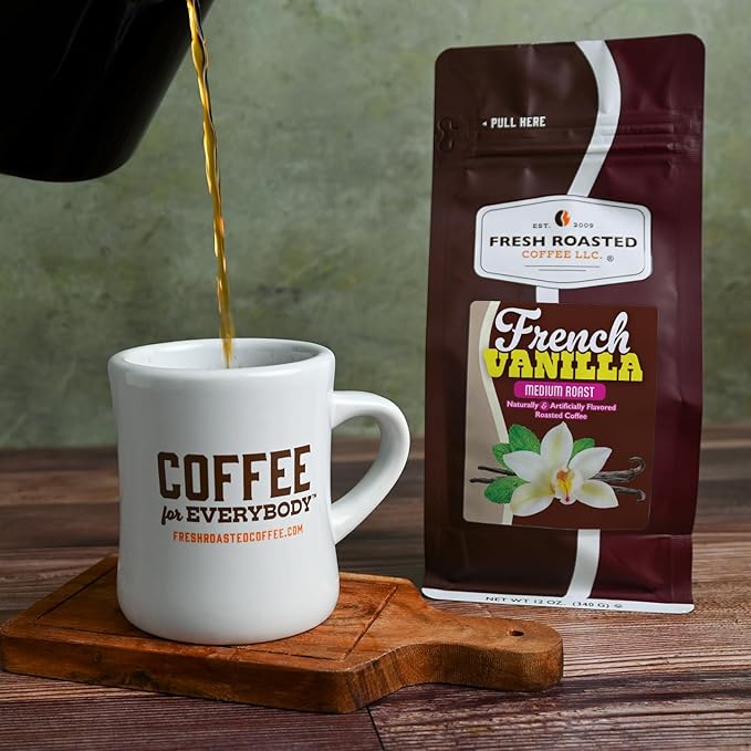 Fresh Roasted Coffee, French Vanilla Flavored Coffee, 12 oz, Medium Roast, Kosher, Ground