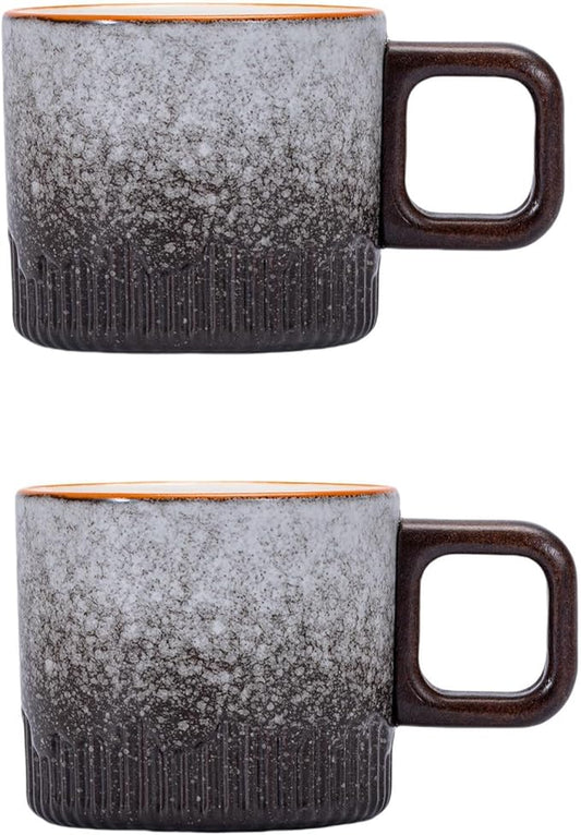 Zurucily Espresso Cups Set of 2, 2 oz Ceramic Espresso Cups, Demitasse Cups for Tea or Coffee (Gray)