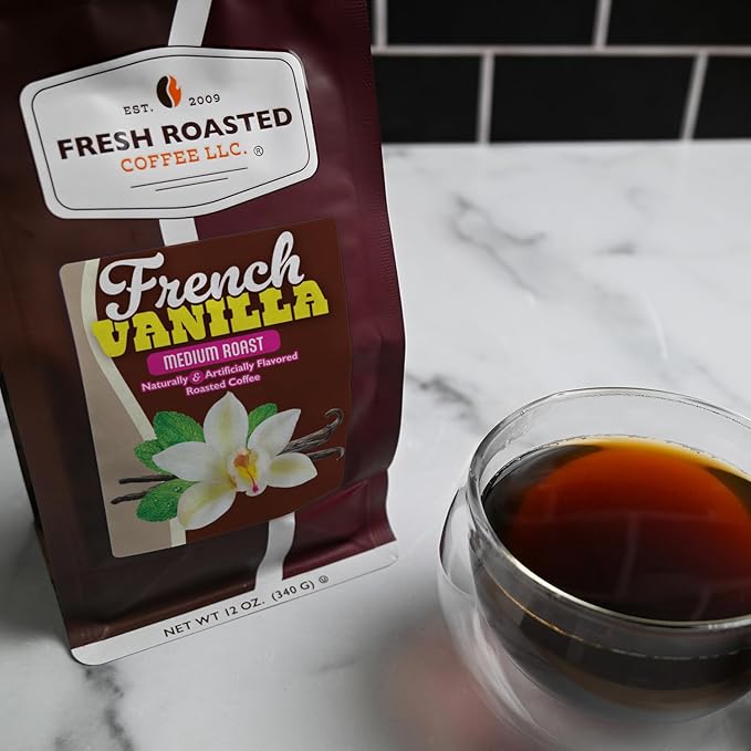 Fresh Roasted Coffee, French Vanilla Flavored Coffee, 12 oz, Medium Roast, Kosher, Ground