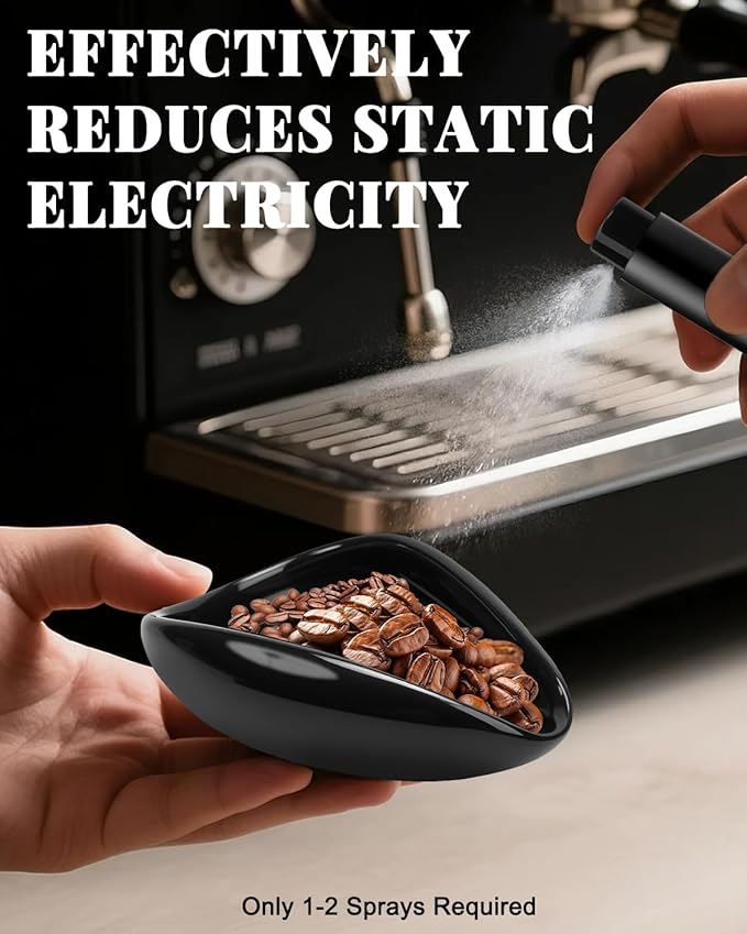 Ceramic Coffee Bean Dosing Tray & Aluminum Glass Spray Bottle, Espresso Bean Cup Precision RDT Kit, Espresso Dosing Cup for Baristas & Home Brewing, Black