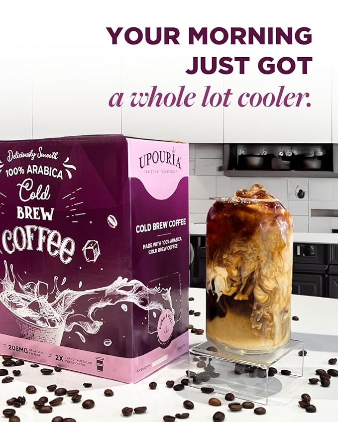 Upouria Cold Brew Coffee on Tap | Ready to Drink Cold Brewed Coffee | Drink Extracted from Premium Beans | 208mg Caffeine Content | Made from 100% Arabica Extract | Black & Bold | 128 fl oz