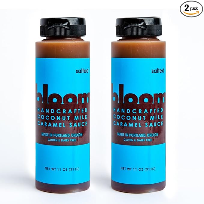 Bloom Caramel Salted Coconut Caramel Sauce – Vegan, Dairy-Free Dessert Topping, Small Batch Artisanal Quality, Made with Premium Ingredients, Perfect for Coffee, Ice Cream, and Baking – 22oz