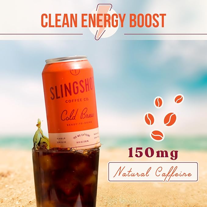 Organic Cold Brew Coffee, 12-Pack – Single Origin Ethiopian Unsweetened Black Coffee, Clean & Bright Flavor, 150 mg Natural Caffeine, Ready-to-Drink 10 oz Cans