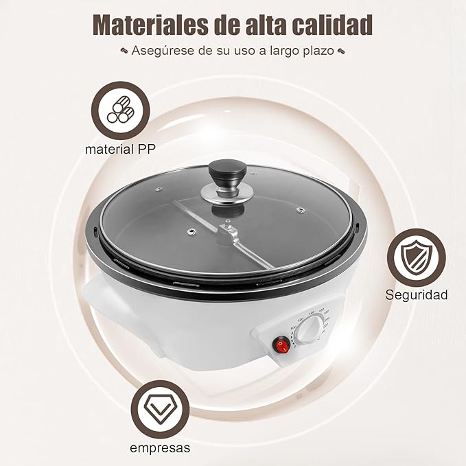 1.1lbs Coffee Roaster Machine,Coffee Bean Roaster for Home & Commercial Use, Adjustable Temperature Electric Coffee Bean Roaster with Glass Lid