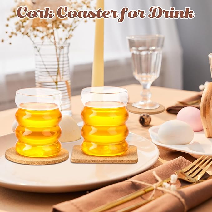 Layhit Cork Coasters for Drinks Absorbent Cork Trivets 4 Inch Bulk Blank Coasters for Kitchen Office Dishes Plate Wine Glass Cup Cottage DIY Crafts(300 Pcs,Square and Round)