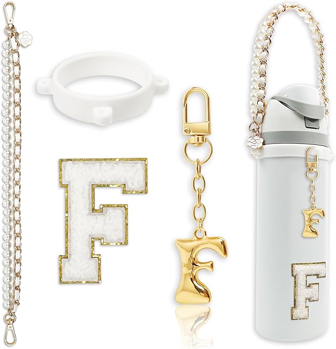 Letter Handle Strap Accessories with Cute Initial Charm Compatible with Owala Water Bottle 24oz 32oz 40oz Owala Kids