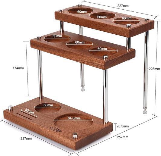 IKAPE Espresso Coffee Tamper Station, Three-Ply Wooden Espresso Tamp Holder Base, Coffee Tamp Mat Stand Fit for 51, 54, 58MM Tamper, Distributor & Puck Screen Accessories(Sandywood)