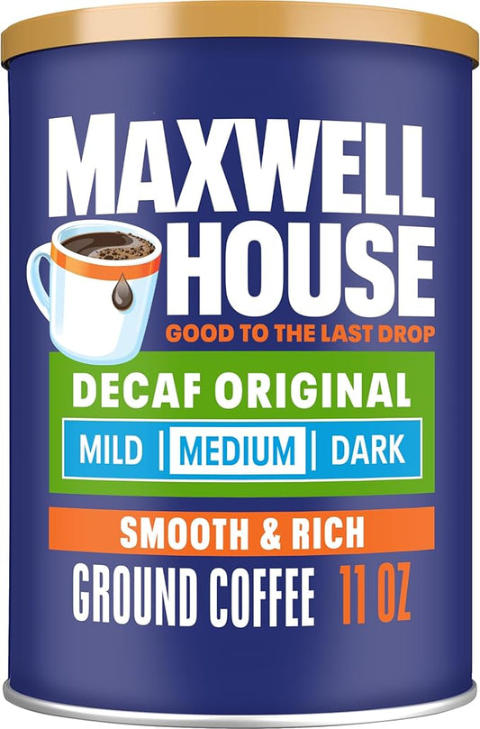Maxwell House Original Blend Decaf Ground Coffee, Medium Roast, 11 Ounce Canister