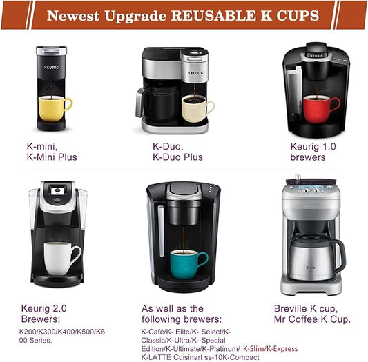 Reusable K Cups for K-Mini/K-Duo/K-express, 4 Pack Reusable Coffee Pods for K-eurig, BPA Free Refillable Single K Cups for K-eurig 1.0 & 2.0 Series