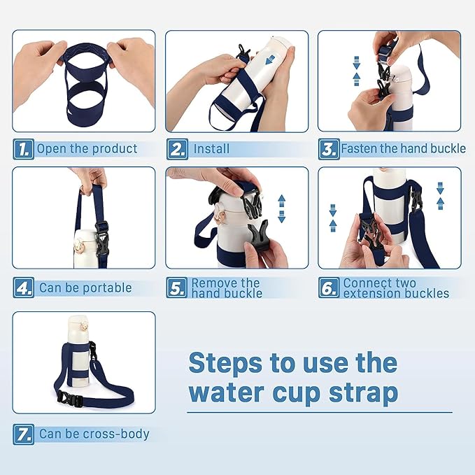 EasyAcc Water Bottle Holder Strap Sling, for Owala FreeSip 24 32 40 oz, Hydro Flask, Cirkul, Yeti, Stanley Flip, Universal Water Bottles, with Carabiner, for Walking Curise Travel (Bottle Excluded)