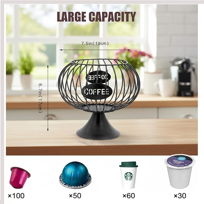 Coffee Creamer Holder Large Capacity Holder for k Holder Organizer for Counter - Coffee Decor Station for Pods, Espresso, Capsules, Creamer, (Black-DD)