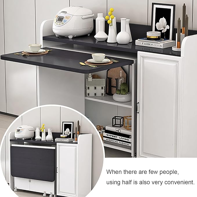 Coffee Bar Table with Storage Cabinet Sideboard Buffet Cabinet Folding Side Table Freestanding Pantry Cabinet for Kitchen Living Dining Room Entryway(C,Large)
