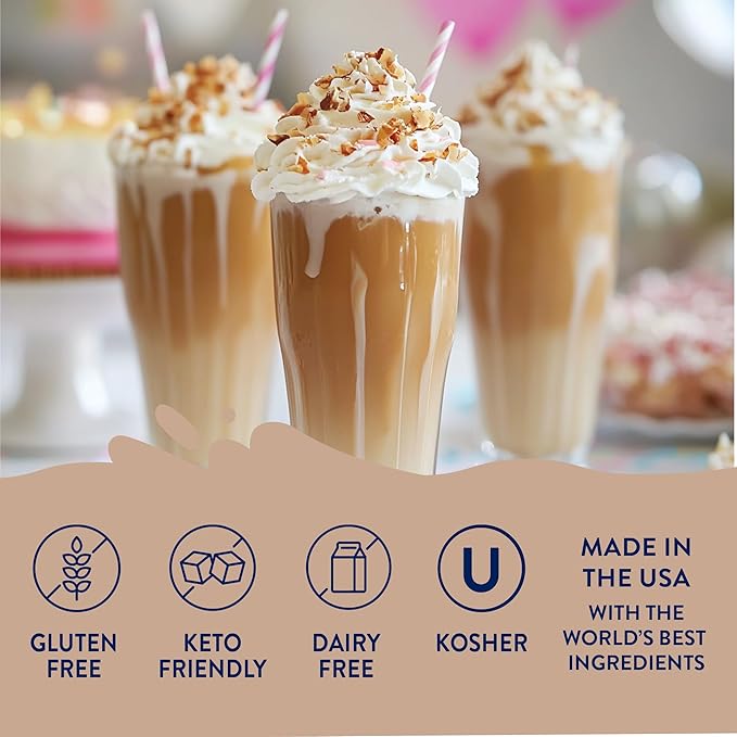 Jordan's Skinny Mixes Syrups Sugar Free Coffee Syrup, Caramel Pecan Flavor Drink Mix, Zero Calorie Flavoring for Chai Latte, Protein Shake, Food & More, Gluten Free, Keto Friendly, 25.4 Fl Oz, 1 Pack