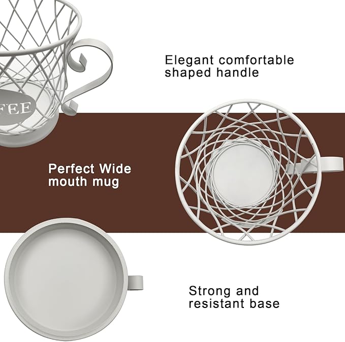K Cup Organizer, Coffee Pod Storage Basket - Holder for 35 Pods, White