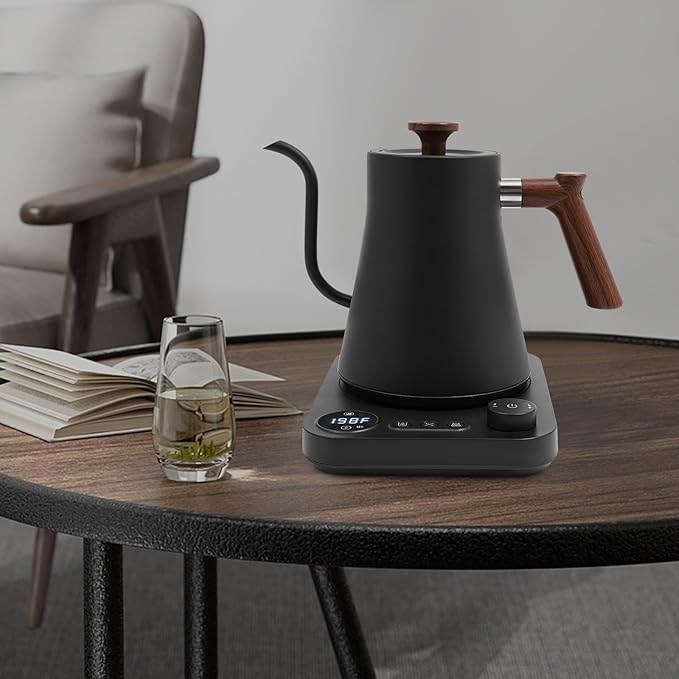 Electric Gooseneck Kettle, Stainless Steel Inner, Temperature Control, 1200W 0.9L Electric Tea Kettle for Brewing Coffee Tea