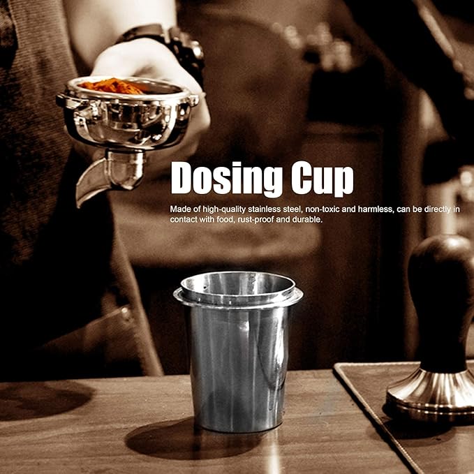 Ktsxxops Coffee Dosing Cup 51mm Coffee Bean Dosing Cup, Stainless Steel Coffee Dosing Cup Coffee Machine Handle Dosing Cup Mug Coffee Powder Feeder Part