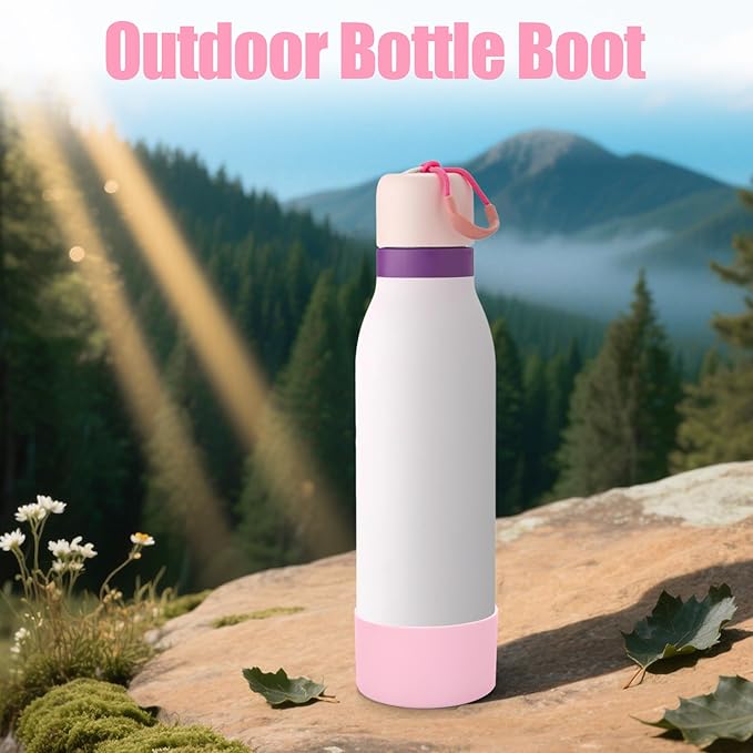 Mity rain 2PCS Silicone Boot for Owala FreeSip Twist Water Bottle, Anti-Slip, Noise-Reducing,Prevents Scratches(24 oz Light Pink)