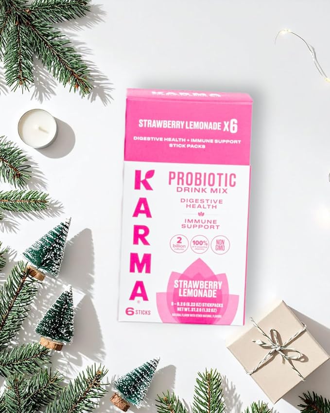 Karma Probiotic Hydration Packet - 6 Pack, Strawberry Lemonade Powder Drink Mix Stick - On-The-Go Immune & Gut Health Support
