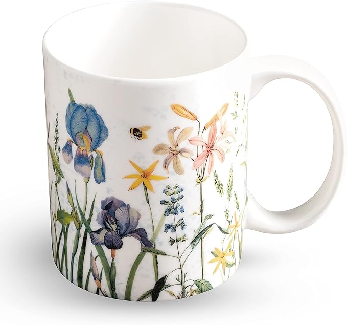 Maison d' Hermine Coffee Mug with Handles Fine Bone China Mugs Pack of One Tea Cups for Hot Beverages Cappuccino Latte Home Restaurant Office Perfect for Gift (Fleurs De Mai - Floral, 15 Ounce)