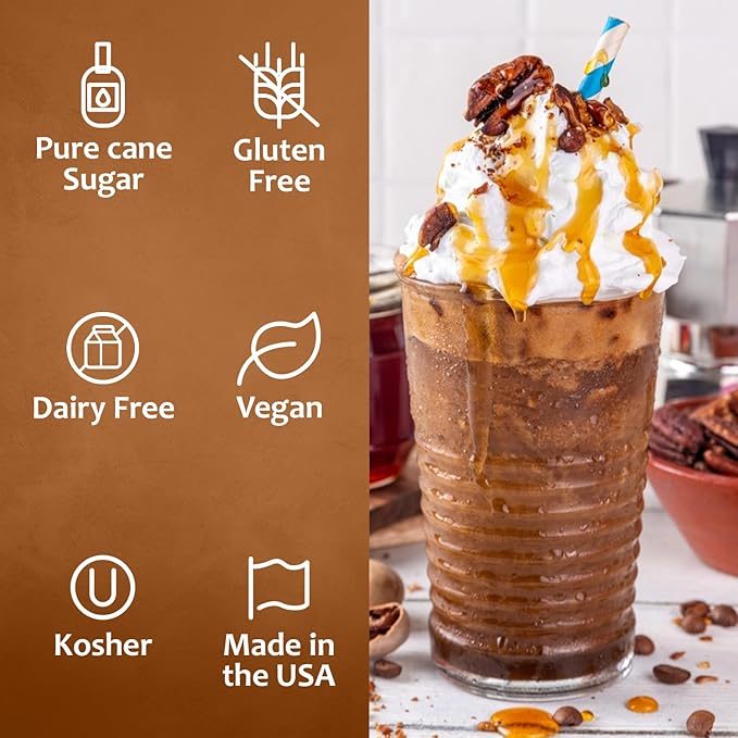 Syruvia Coffee Syrup, Butter Pecan Flavored Syrup for Drinks, Lattes, and Desserts – 25.4 fl oz, With Pump