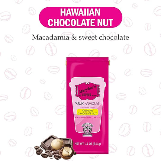 Marylou’s Coffee – Hawaiian Chocolate Nut Flavored Ground Gourmet Coffee – 11 oz