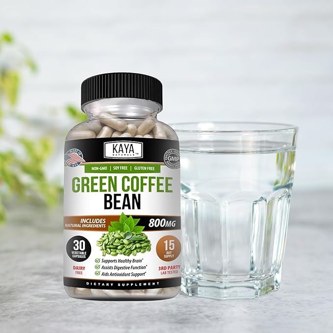 Kaya Naturals Green Coffee Bean Extract - Non-GMO, Gluten-Free Supplement (30 Count (Pack of 1)