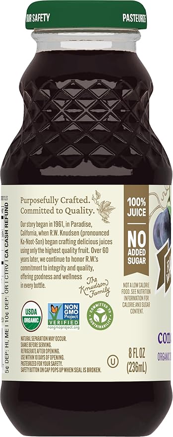 R.W. Knudsen Organic Just Concord Grape Juice, 8 fl oz (12 Pack)