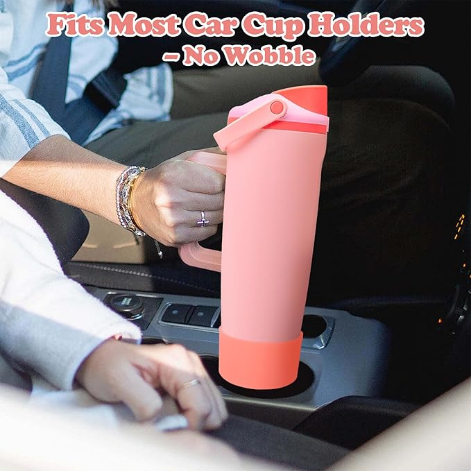 2PCS Silicone Boots for Owala 30oz & 40oz FreeSip Sway Bottles & Tumblers – Non-Slip, Scratch-Resistant, Stability Enhancer for Owala Accessories (Angel Food Cake Red)