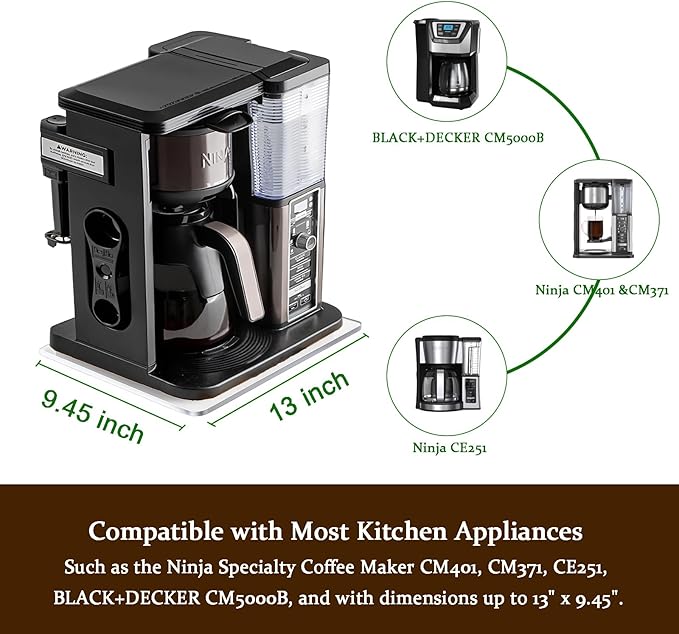 Transparent Acrylic Appliance Slider – 13” x 9.45” Coffee Maker Slider Tray for Countertop, Compatible with Ninja CM401, CE251, CM371, BLACK+DECKER CM5000B, and Other Small Appliances