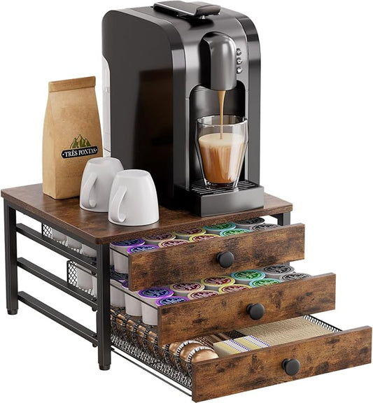 Coffee Pod Holder for Counter, 3 Tier Coffee Pod Drawer for K Cup Capsules, 60 Capacity Pods Storage Organizer Cups Capsule with Sliding Baskets for Coffee Bar, Kitchen