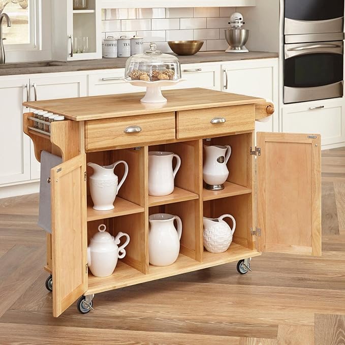 Homestyles General Line Natural Wood Mobile Kitchen Cart