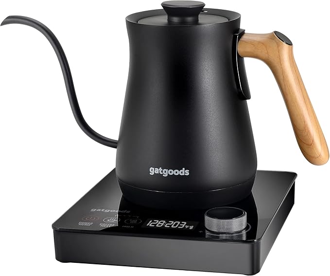 Electric Gooseneck Kettle, Precise Temperature Control, 1200W Rapid Boil, Hold Temp, Pour Over Kettle for Coffee and Tea, Stainless Steel Inner, 27oz