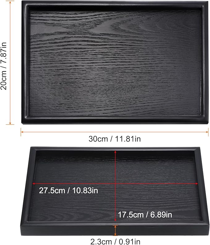 PATIKIL Wood Serving Tray 12x8 Inch Outer Base, Rectangular Decorative Platter for Home Decor Kitchen Table Candle Holder, Black