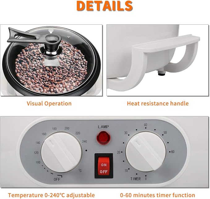 Coffee Bean Roaster Machine for Home Use, Coffee Roaster Machine with Timing, 110V 1200W