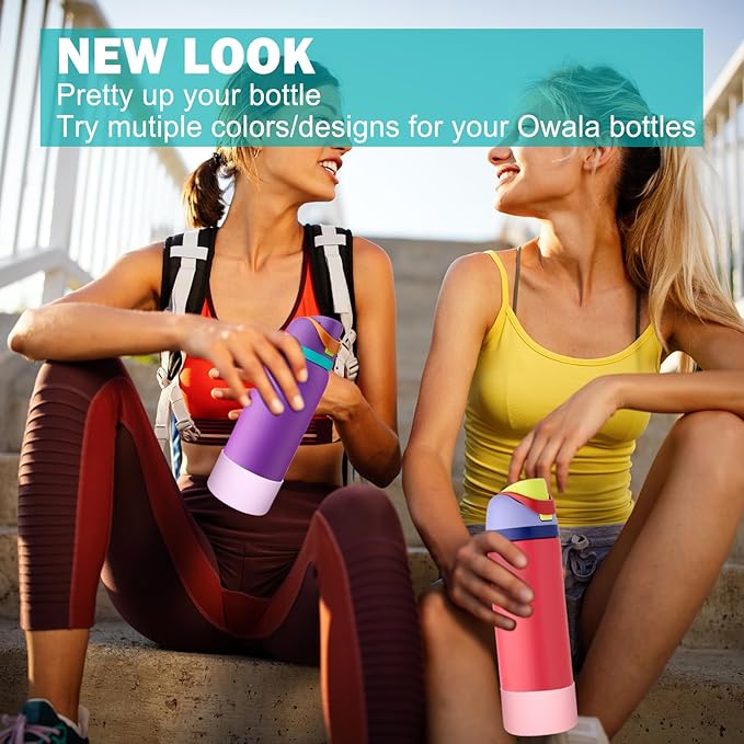 WK IEASON 2Pcs Silicone Boot for Owala Water Bottle, Protective Flask Bottom Cover Base for Owala FreeSip Twist and Flip Flask Water Bottle Accessories-3.56inch Bottom Diameter