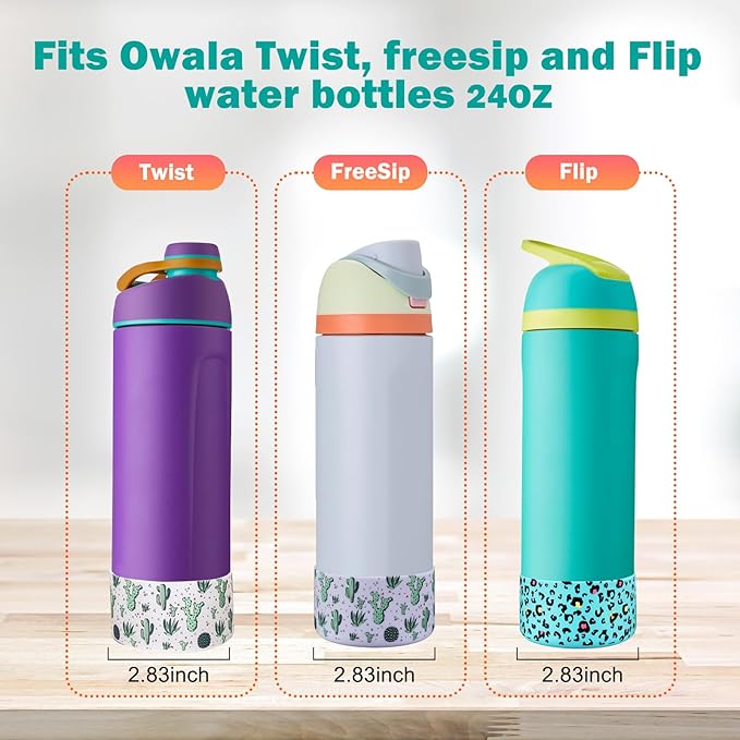 WK IEASON 2Pcs Silicone Boot for Owala Water Bottle, Protective Flask Bottom Cover Base for Owala FreeSip Twist and Flip Flask Water Bottle Accessories-2.83inch Bottom Diameter