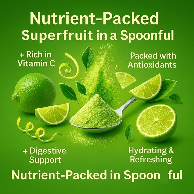 Confect Lime Powder | Pure & Natural Fruit Powder for Smoothies, Baking, Beverages, Juices, Tea & DIY Recipes | Vegan, Gluten-Free, No Added Sugar – 10 OZ